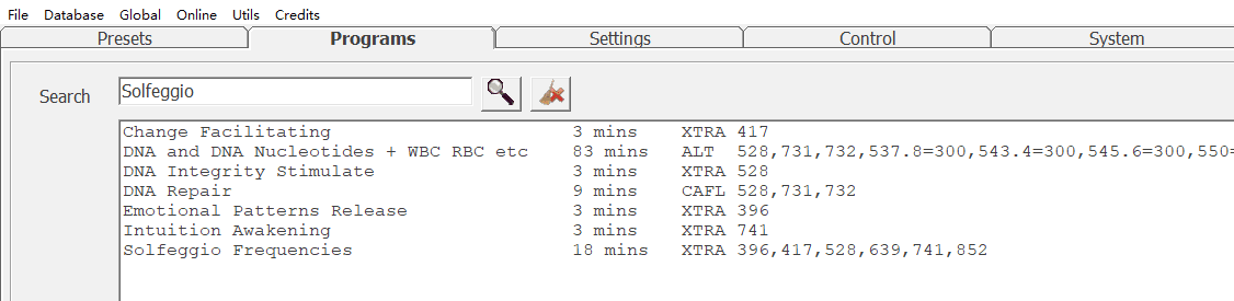 Programs Tab