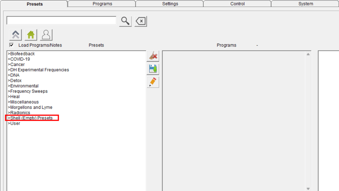 Shell (Empty) Presets