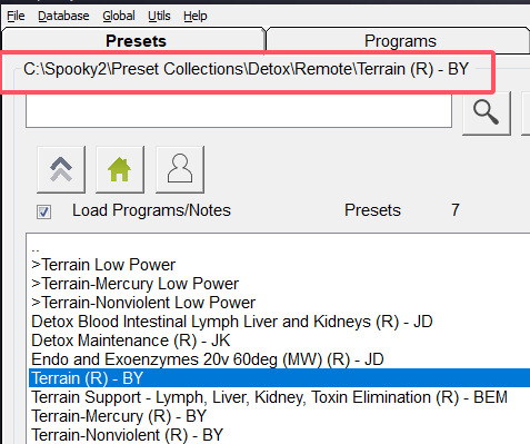 Select the Preset: In the Spooky2 software, go to Detox > Remote > Terrain (R)-BY.
