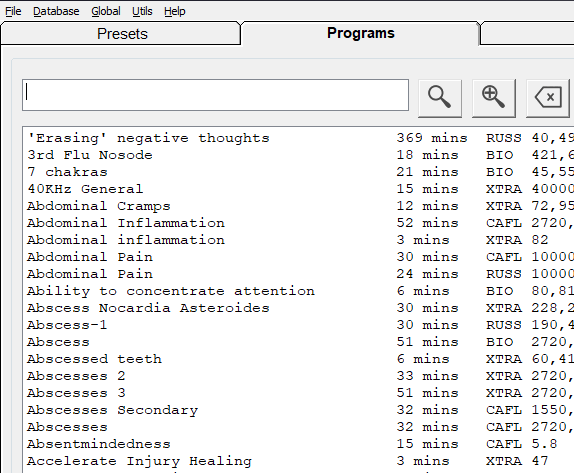 Programs are ideal for users who want to customize their treatments and experiment with different frequencies. 