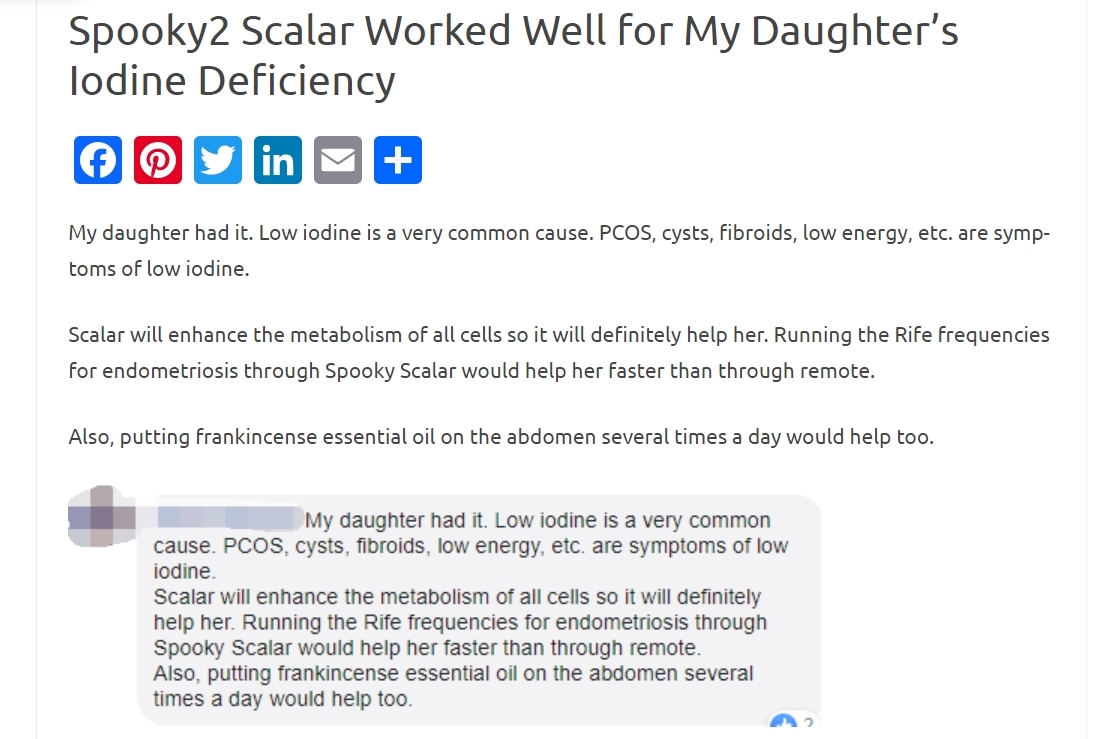 Spooky2 Scalar Worked Well for My Daughter'slodine Deficiency