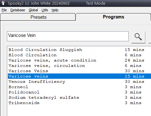Choose Programs: In the Programs tab, search for "Varicose Veins" and select relevant programs.