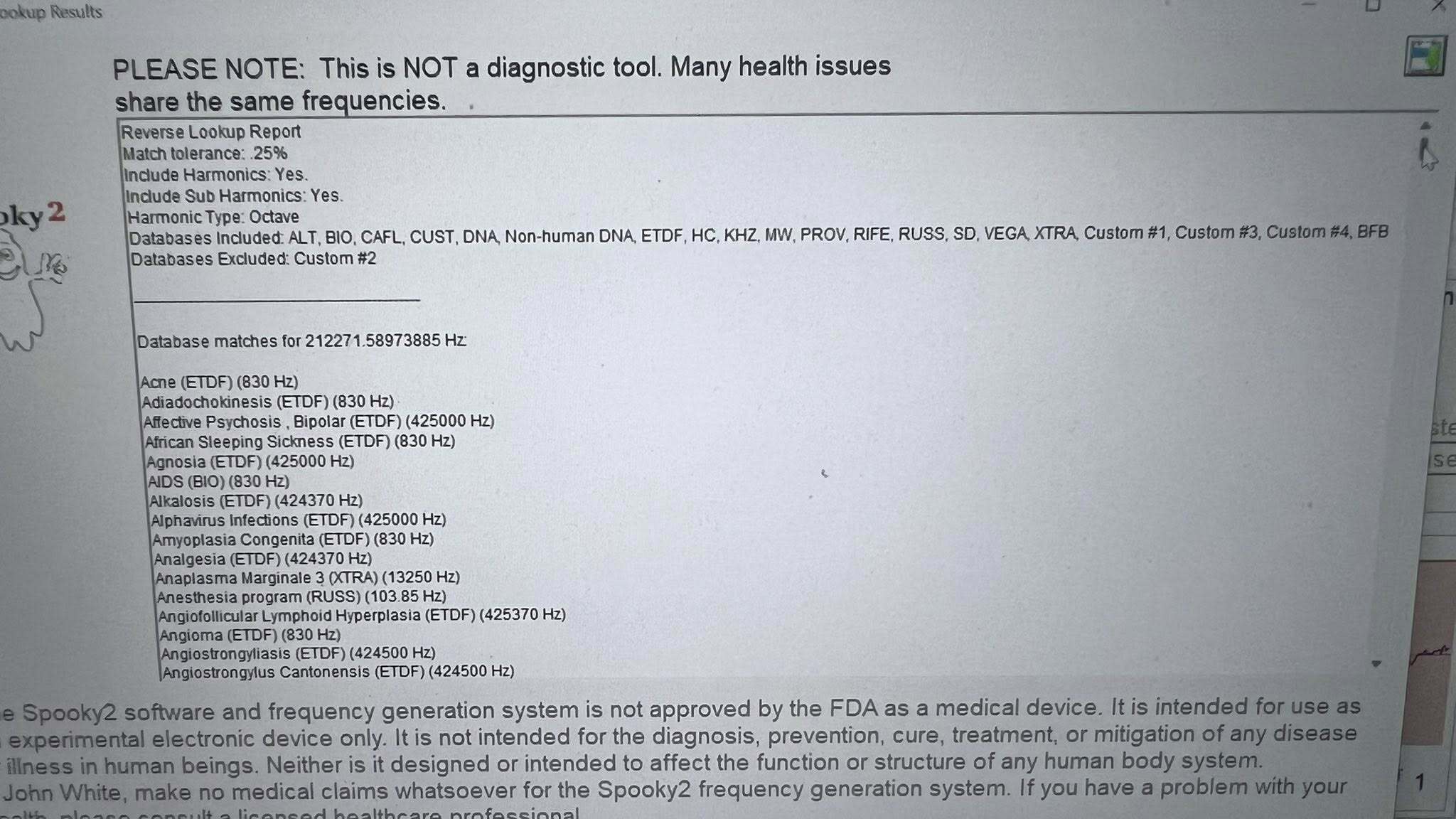 Biofeedback Scan Results